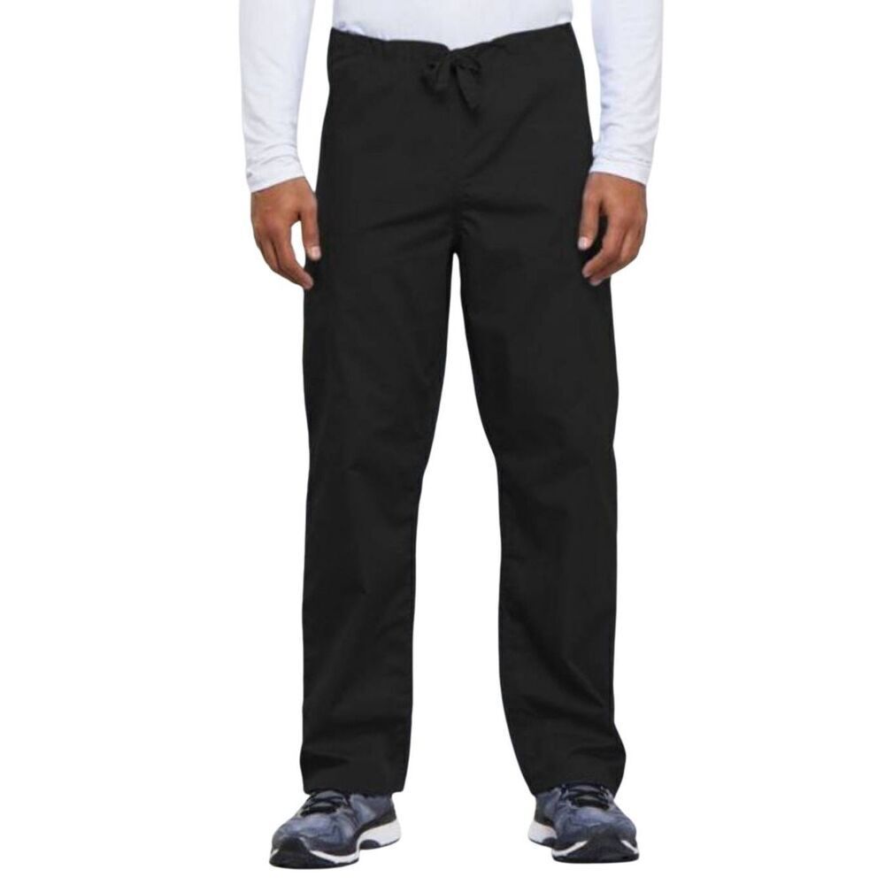 Cherokee Unisex Black Poly/Cotton Drawstring Scrub Pants Bottoms NEW NWT